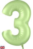Oaktree 34inch Number 3 Satin Pastel Pistachio - Foil Balloons